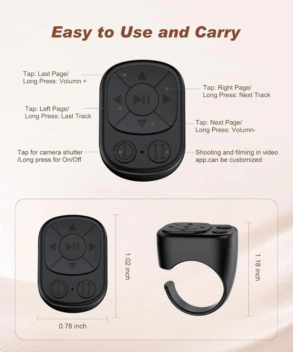 Tiktok Scrolling Ring Bluetooth Remote Control for iOS & Android – Wireless Camera Shutter and Media Control - PhishStones Products
