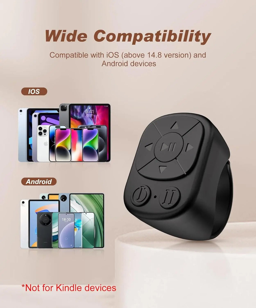 Tiktok Scrolling Ring Bluetooth Remote Control for iOS & Android – Wireless Camera Shutter and Media Control - PhishStones Products