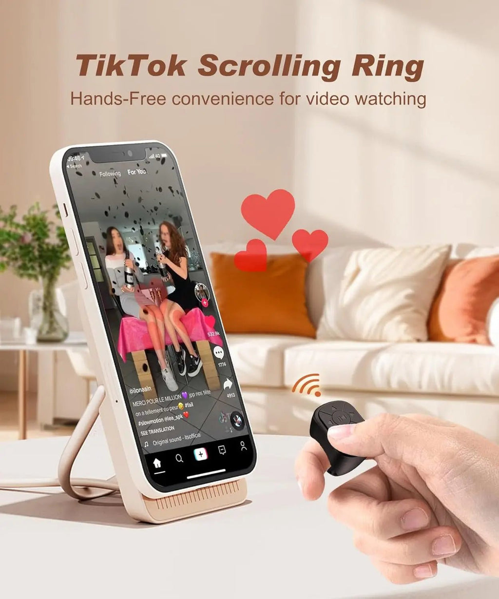 Tiktok Scrolling Ring Bluetooth Remote Control for iOS & Android – Wireless Camera Shutter and Media Control - PhishStones Products