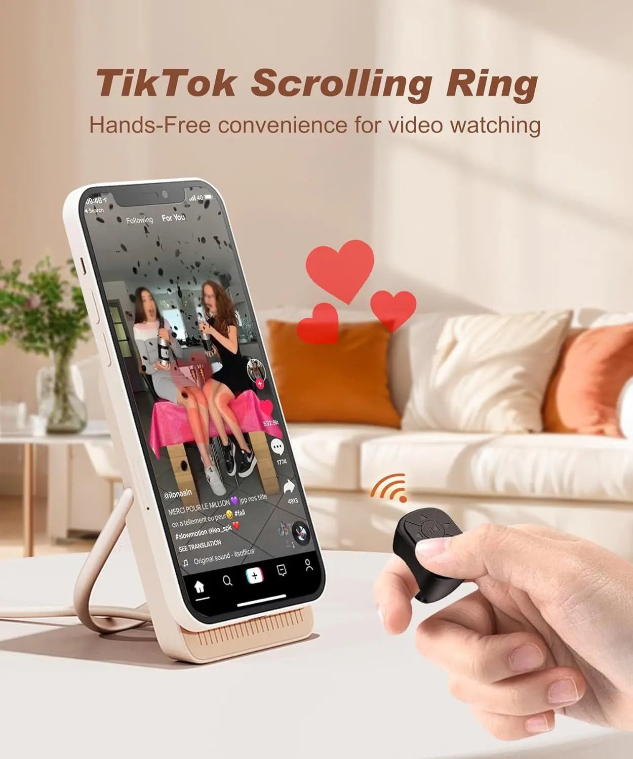 Tiktok Scrolling Ring Bluetooth Remote Control for iOS & Android – Wireless Camera Shutter and Media Control - PhishStones Products