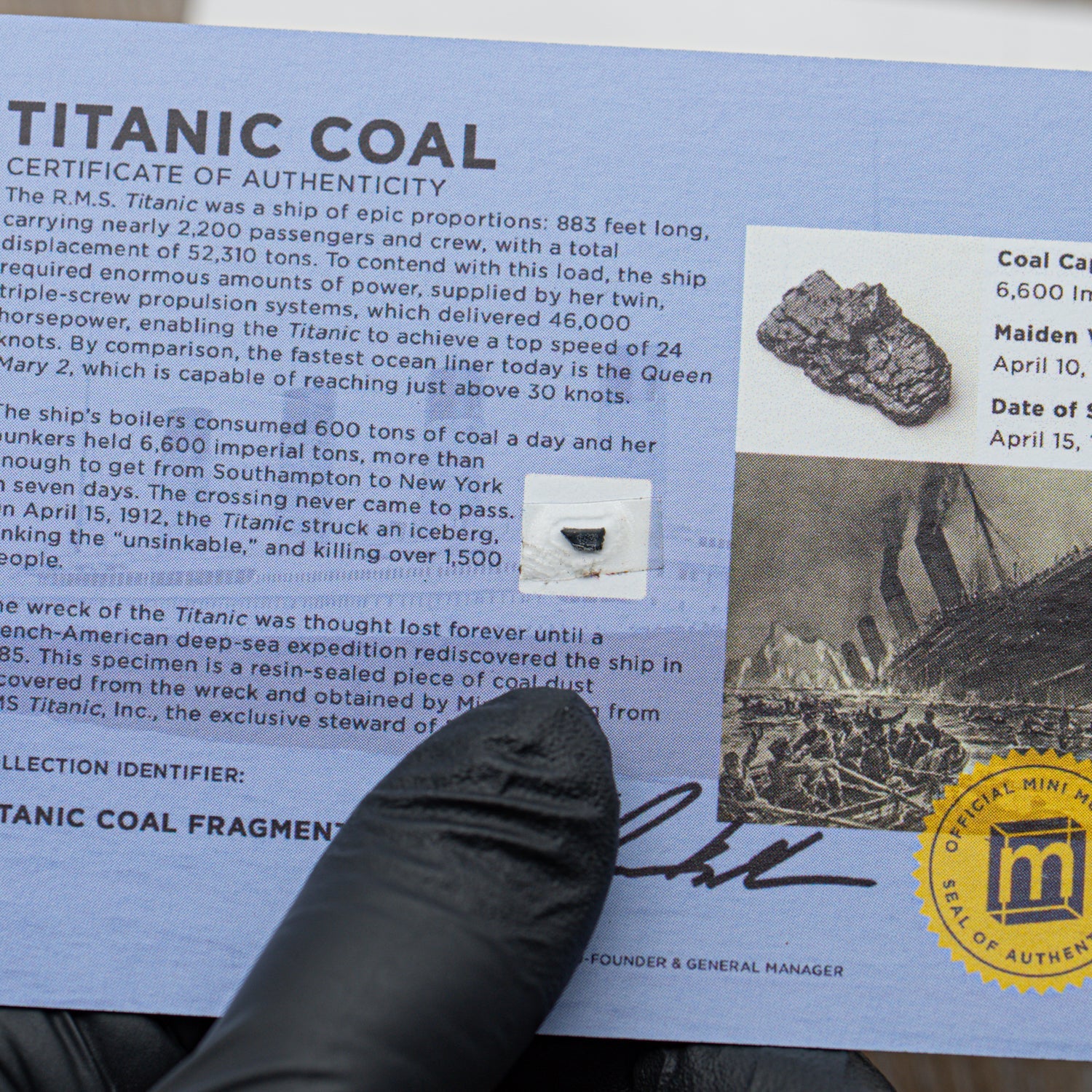 Titanic Coal - Display Card