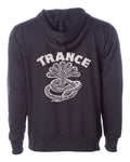 Trance Syndicate Silver Ink Large Back Logo Print Pull-Over Hooded Sweatshirt
