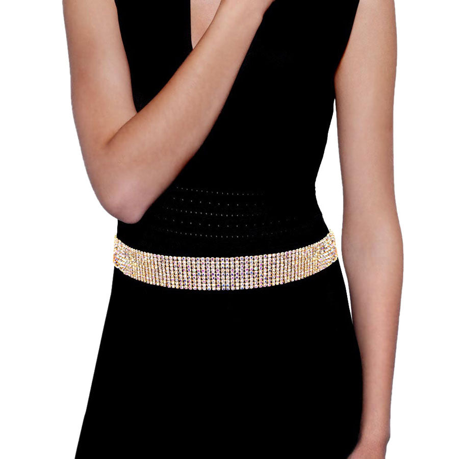 Trendy Fashionable Nine Rows Rhinestone Belt