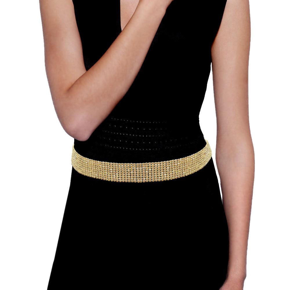Trendy Fashionable Nine Rows Rhinestone Belt