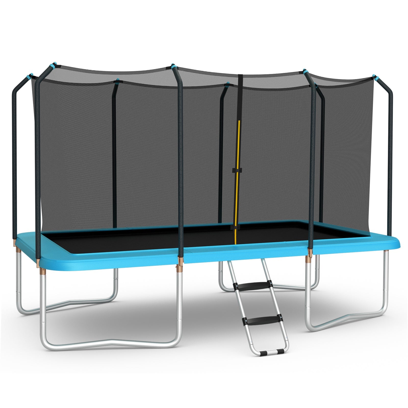 8 x 14 Feet Rectangular Recreational Trampoline with Safety Enclosure Net and Ladder