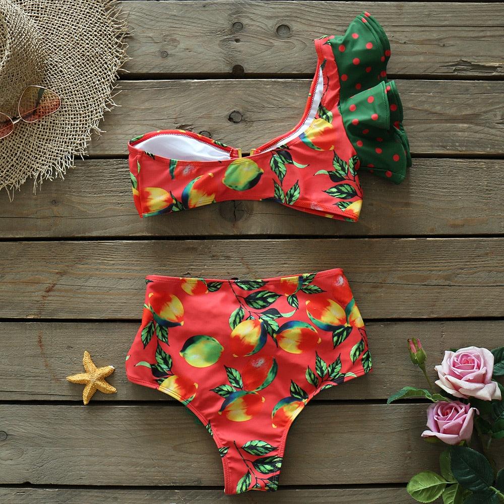 Two-Pieces Women Push-Up Padded Bra Ruffles Bandage Bikini Set Swimsuit Women's Bathing Suits Ruffles Flounce Bikini Sets Low Rise Two Piece Swimsuit Swimwear Bathing Suit Beachwear