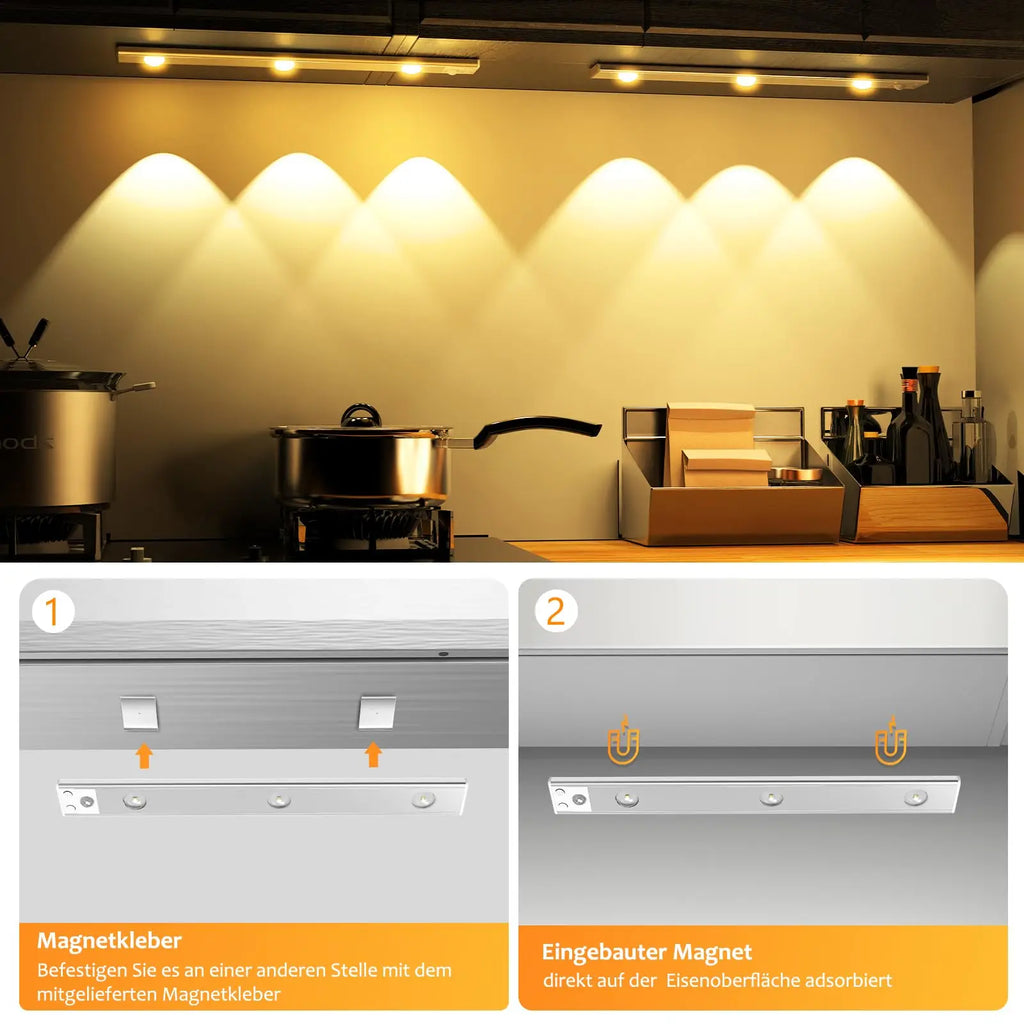 Ultra Thin Motion Sensor LED Cabinet Light - Dimmable USB Rechargeable, 3 Color Modes for Kitchen Wardrobe Bedroom Stairs - PhishStones Products
