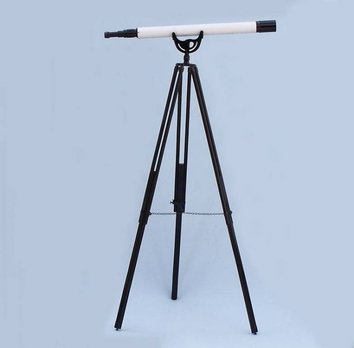 Floor Standing Oil-Rubbed Bronzed-White Leather with Black Stand Anchormaster Telescope 65""