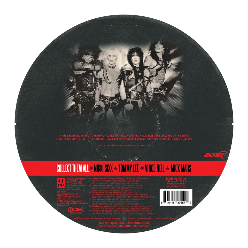 Super7 x Mötley Crüe - Mick Mars, Nikki Sixx, Tommy Lee & Vince Neil (Shout At The Devil B&W) ReAction Figures