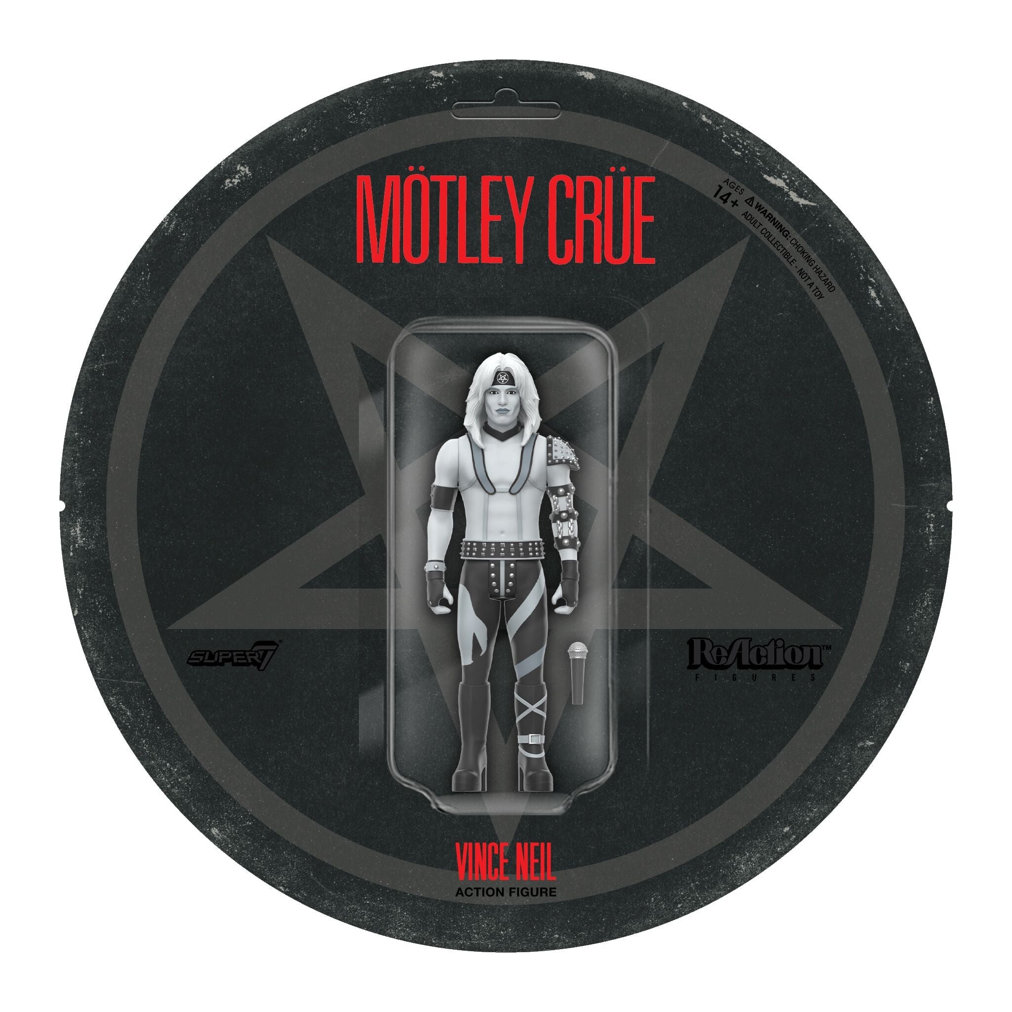 Super7 x Mötley Crüe - Vince Neil (Shout At The Devil B&W) ReAction Figure