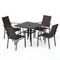 5 Pieces Patio Dining Set for 4 Outdoor Square Table and Stackable Chairs