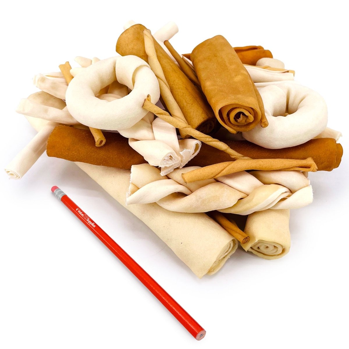 ValueBull USA Rawhide, Varied Mix of Fun Shapes for Dogs, 1 Pound