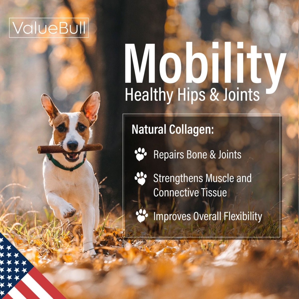 ValueBull USA Collagen Sticks for Dogs, 6 Inch Super Jumbo Chews, Natural Long-Lasting Dog Treats, 50 Count