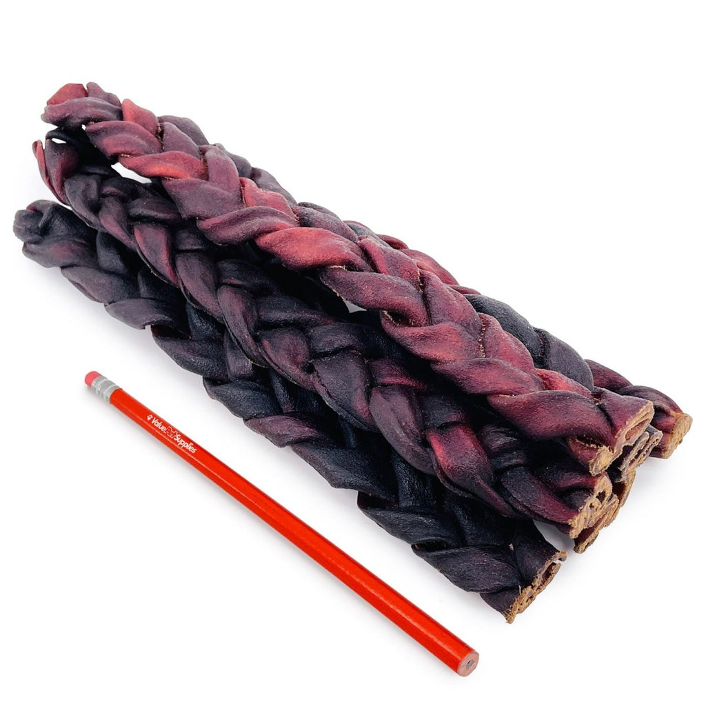 ValueBull USA Beef Collagen Braid Large Dog Chews, Thick 12 Inch 10 Count