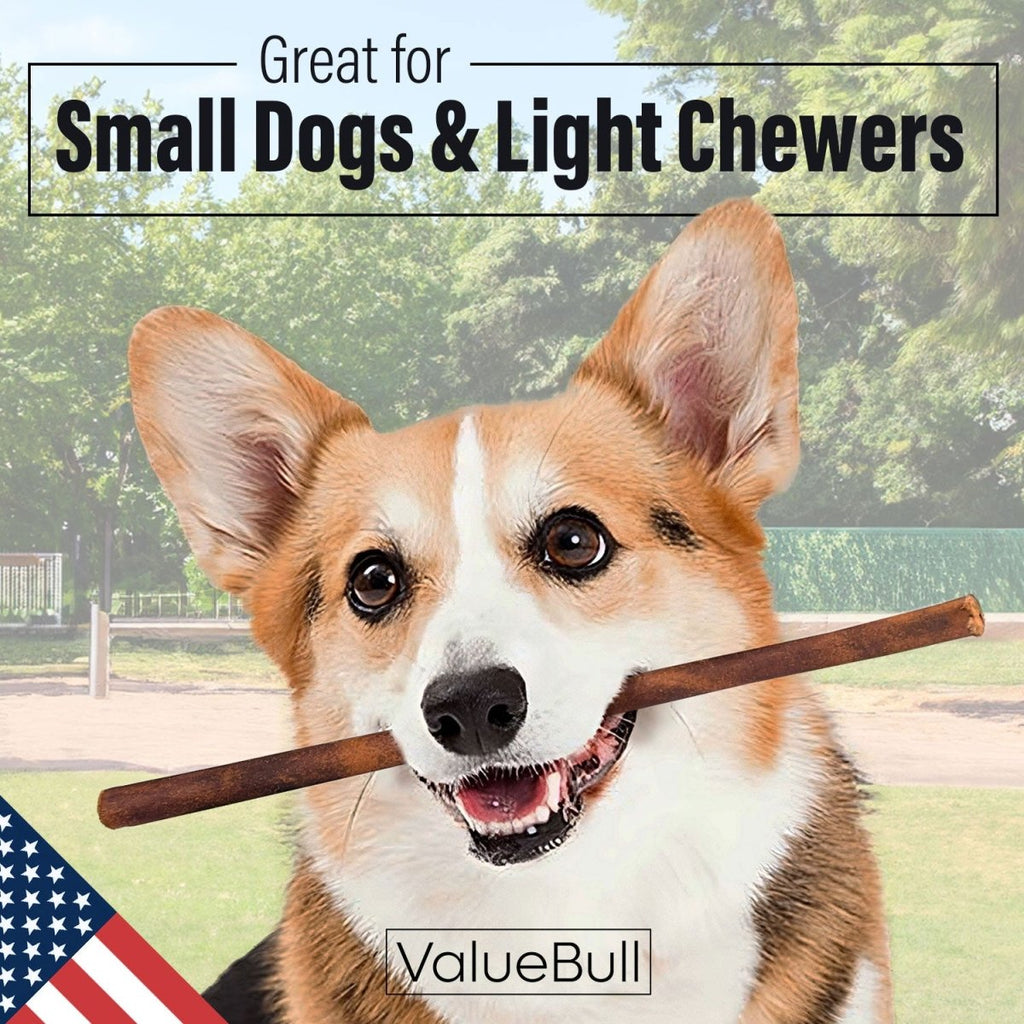 ValueBull USA Beef Collagen Sticks for Dogs, 12 Inch Thin Chews, 10 Count