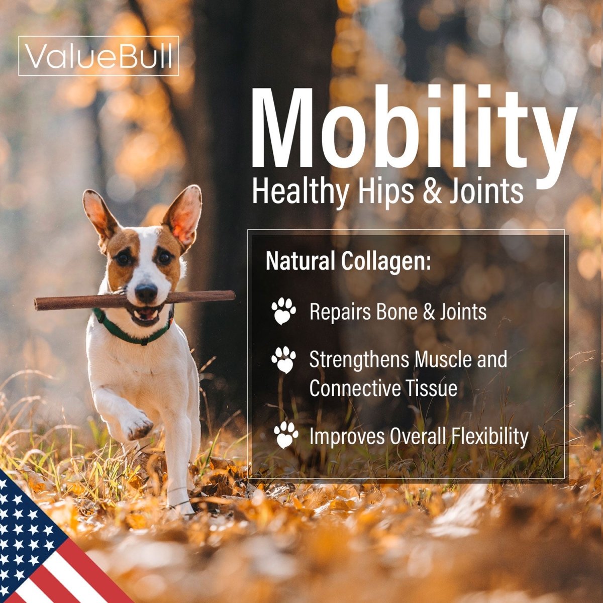 ValueBull USA Collagen Sticks for Small Dogs, 12 Inch Thin Chews, Natural Dog Treats, 25 Count