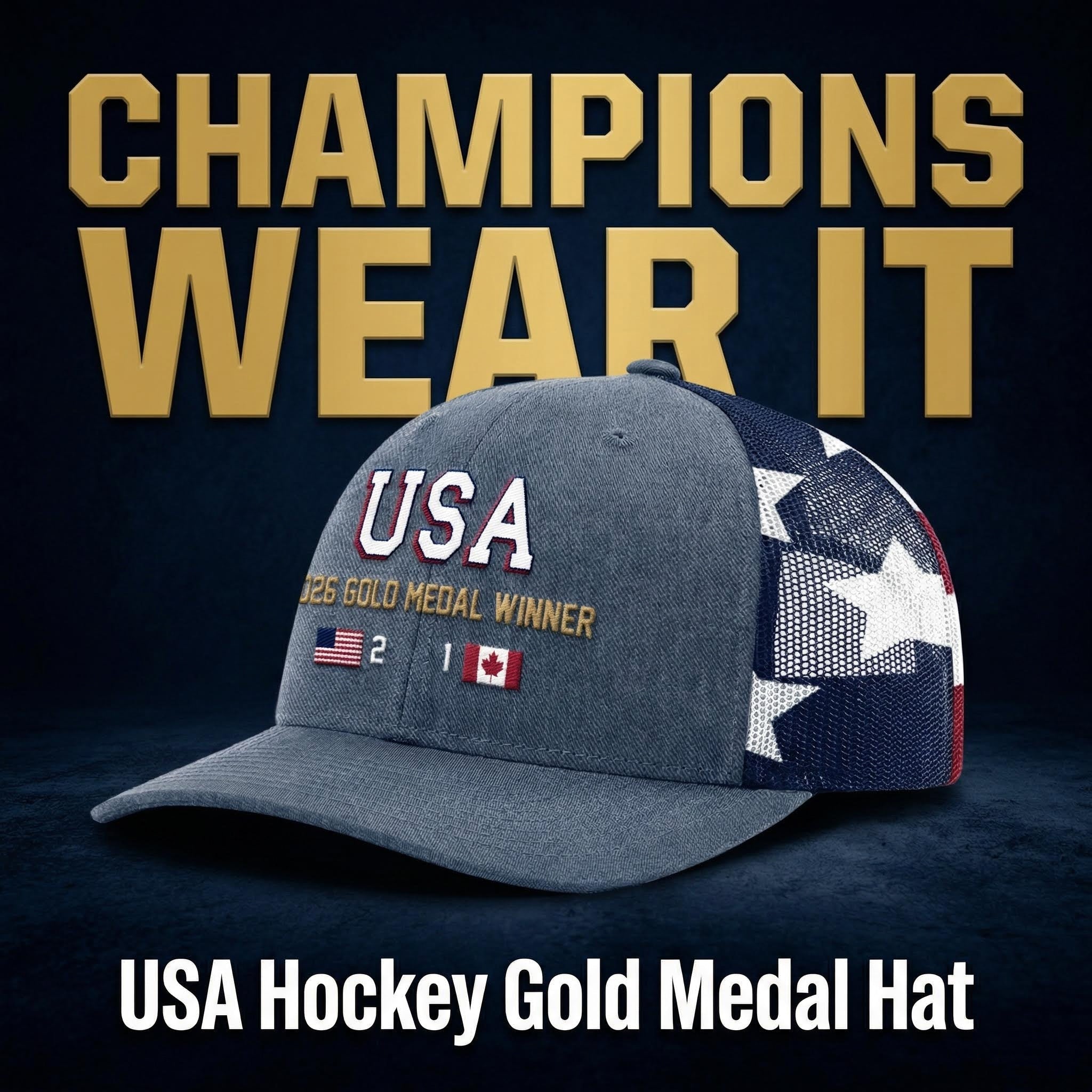 USA 2026 Hockey Gold Medal Winner - American Flag Hat - PhishStones Products