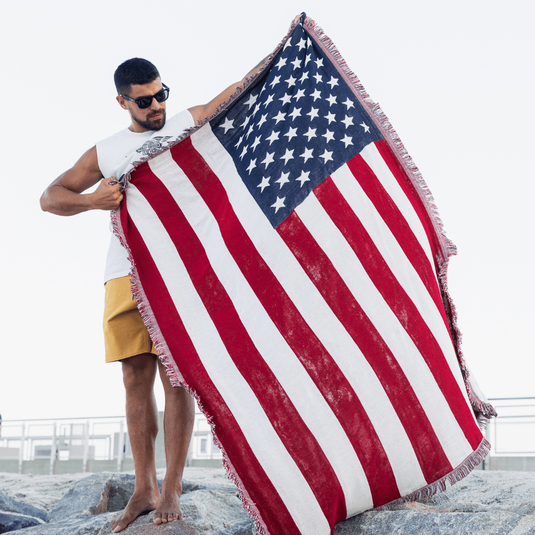 USA Flag Woven Throw Blanket - PhishStones Products