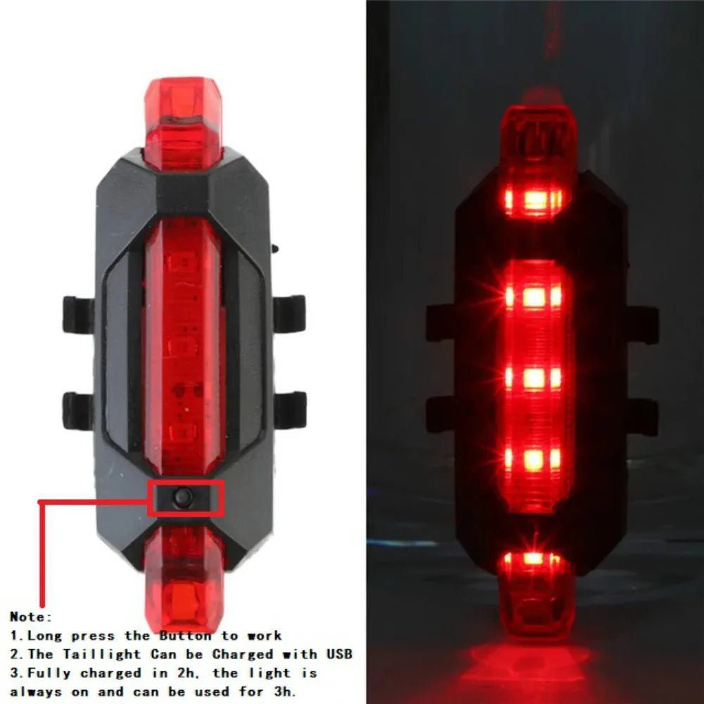 USB Rechargeable Bicycle LED Light Set – Front and Rear Lights for Riding Safety - PhishStones Products