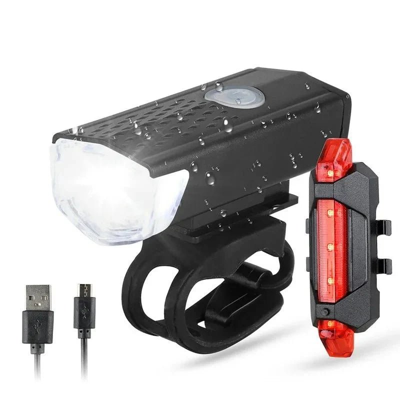 USB Rechargeable Bicycle LED Light Set – Front and Rear Lights for Riding Safety - PhishStones Products