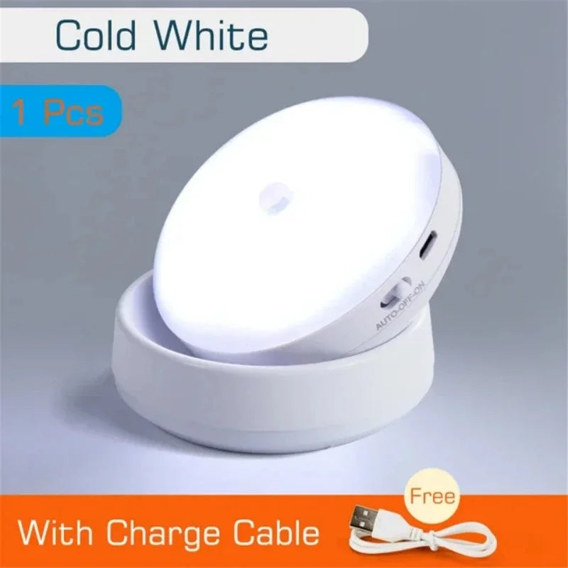 USB Rechargeable LED Motion Sensor Night Light – Magnetic 360° Rotating for Closet, Wardrobe, Cabinet, Bedside - PhishStones Products