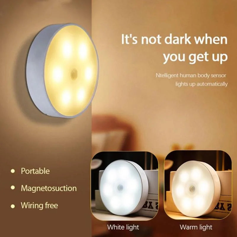 USB Rechargeable Motion Sensor LED Night Light – PIR Closet Under - Cabinet Stairway Lamp, Warm/Cold White - PhishStones Products