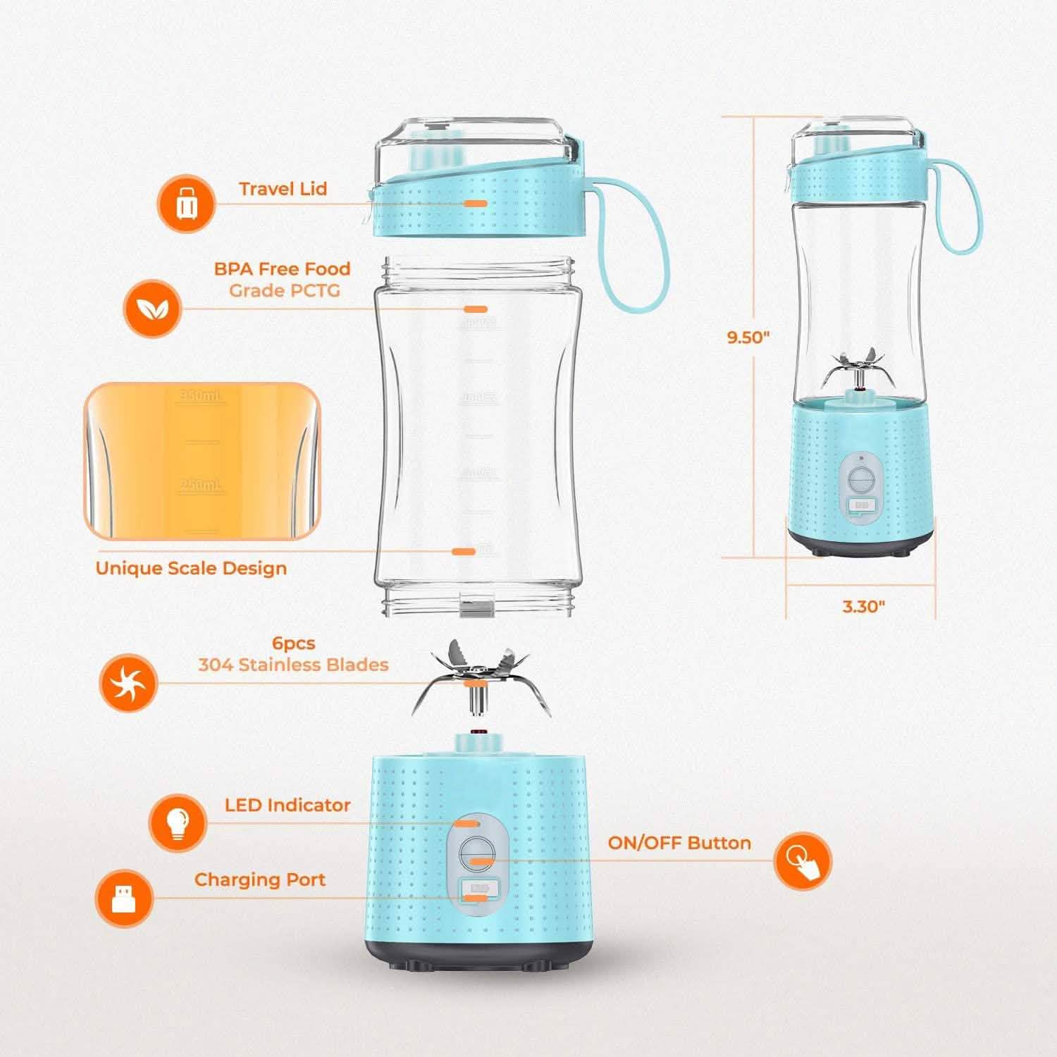 USB Rechargeable Portable Blender - PhishStones Products
