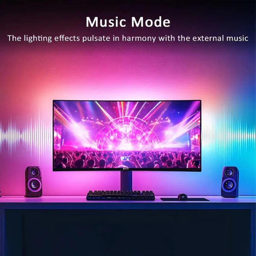 USB RGBIC LED Strip Lights for PC Monitor, App Controlled Gaming Backlight with Music Sync, 24 to 34 Inch Computer Screen LED Lighting for Gaming Room Decor - PhishStones Products