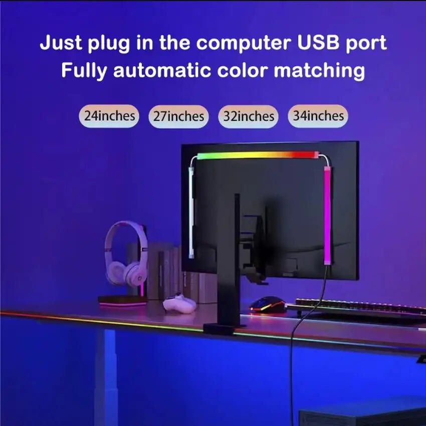 USB RGBIC LED Strip Lights for PC Monitor, App Controlled Gaming Backlight with Music Sync, 24 to 34 Inch Computer Screen LED Lighting for Gaming Room Decor - PhishStones Products