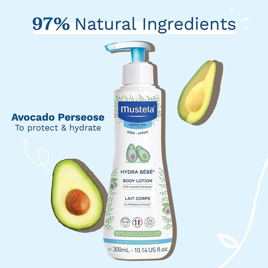 Mustela Hydra BŽbŽ: Gentle & Natural Baby Body Lotion - 300ml for Daily Hydration, Protection & Sensitive Skin - Pure, Safe & Effective Skincare