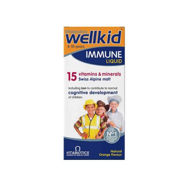 Vitabiotics Wellkid Immune Liquid Multivitamin Supplement for Children - Orange Flavored, Boosts Immune System, 5.07 fl oz