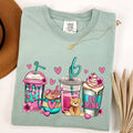 Valentine's Coffee Lover Vintage Script Design Featuring Cozy Morning Brew Hearts Comfort Colors Tee