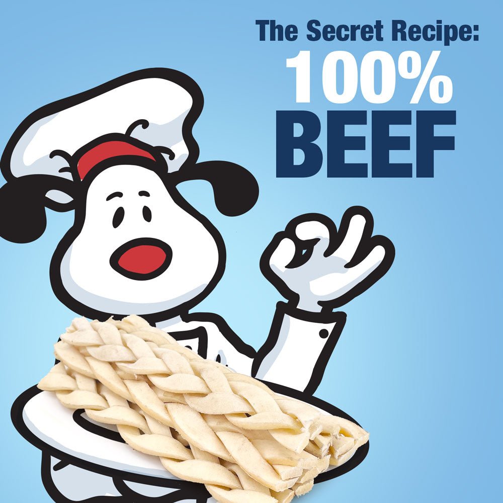 ValueBull Beef Cheek Braids, Long Lasting Dog Chews, 5-6 Inch, 50 Count