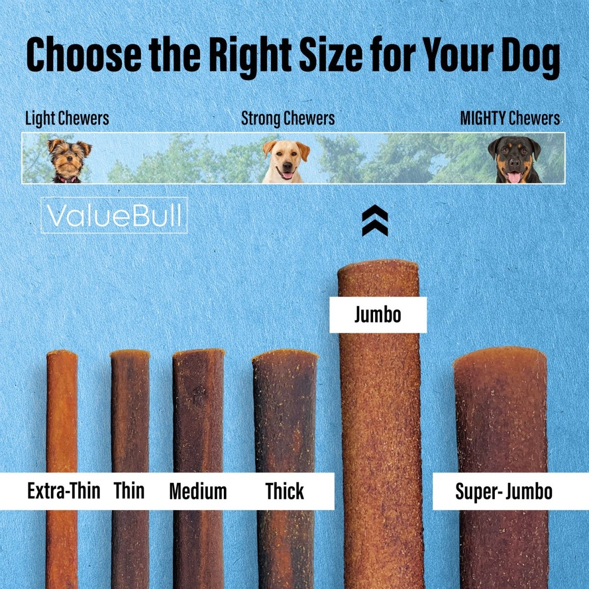 ValueBull Collagen Sticks for Dogs, 6 Inch Jumbo Chews, Natural Long-Lasting Dog Treats, 25 Count