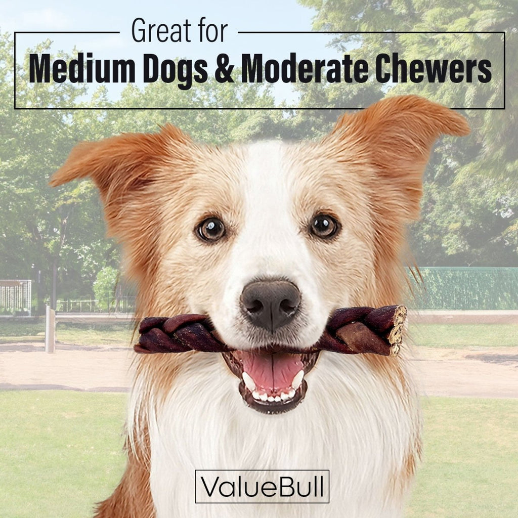 ValueBull Beef Collagen Braids for Dogs, 6 Inch Medium Chews, 10 Count