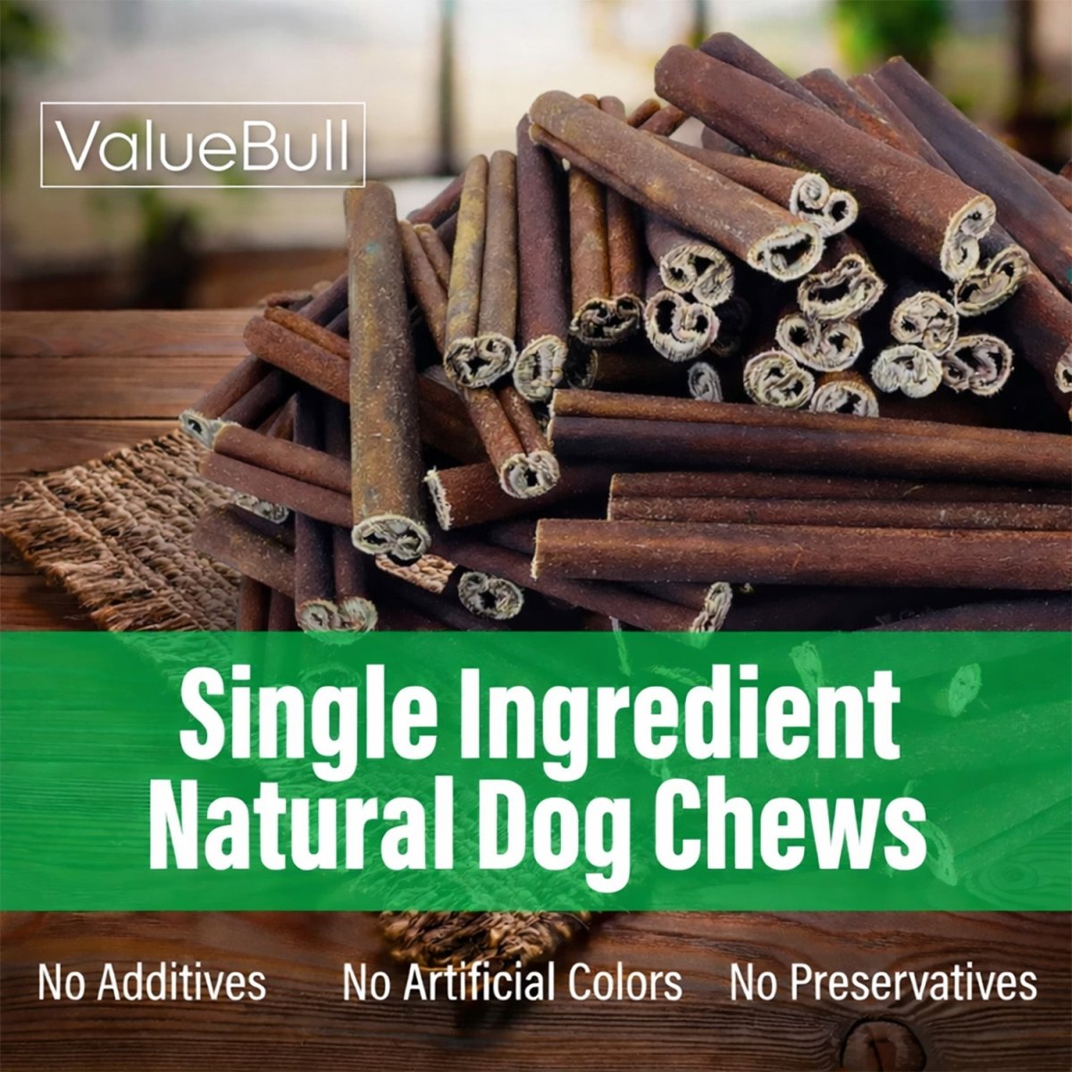 ValueBull Buffalo Collagen Sticks for Dogs, 6 Inch Medium Chews, Natural Long-Lasting Dog Treats, 25 Count