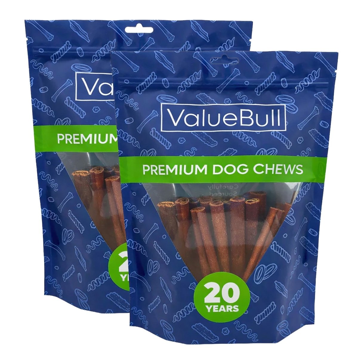 ValueBull Buffalo Collagen Sticks for Dogs, 6 Inch Medium Chews, Natural Long-Lasting Dog Treats, 50 Count