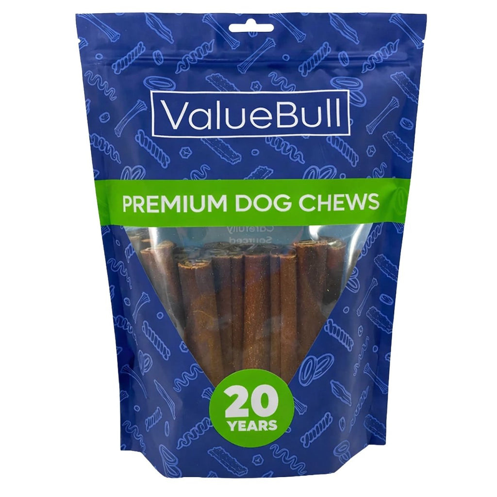 ValueBull Buffalo Collagen Sticks for Dogs, 6 Inch Thick Chews, Natural Long-Lasting Dog Treats, 25 Count