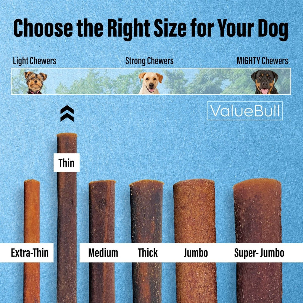 ValueBull Collagen Sticks for Small Dogs, 6 Inch Thin Chews, Natural Dog Treats, 50 Count