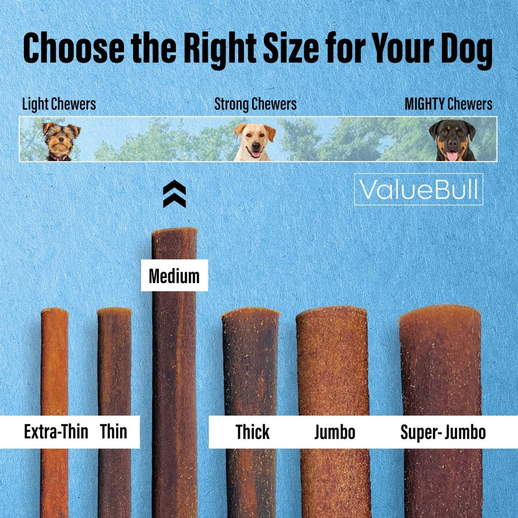 ValueBull Collagen Sticks for Dogs, 12 Inch Medium Chews, Natural Long-Lasting Dog Treats, 10 Count