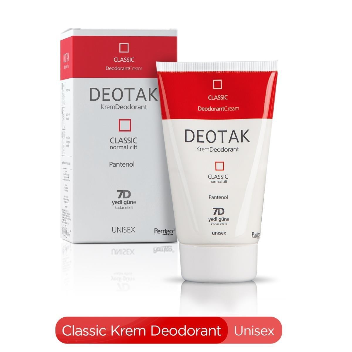 Deotak Deodorant Cream - 7 Days Odor Protection for Normal Skin - Anti-perspirant Cream Deotak Krem Deodorant Klasik