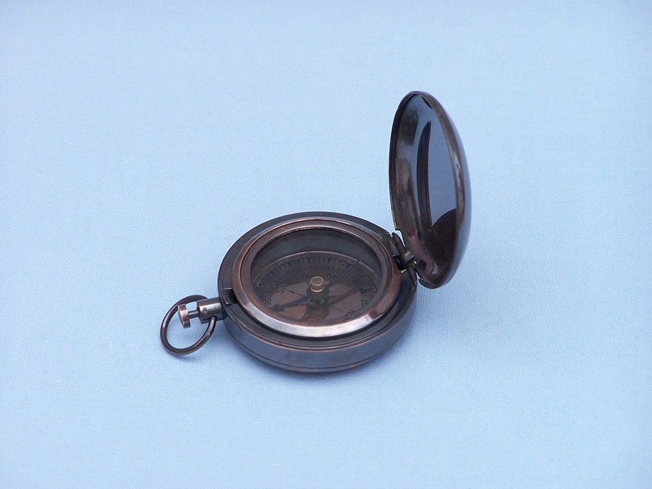 Antique Copper Scout's Push Button Compass 2""