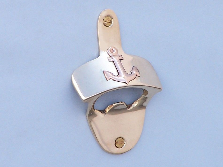 Solid Brass Wall Mounted Anchor Bottle Opener 3""