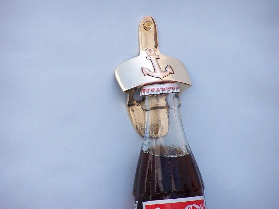 Solid Brass Wall Mounted Anchor Bottle Opener 3""