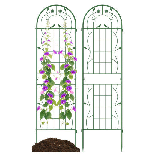 2 Pack Rustproof Metal Garden Trellis 71" x 20" Wire Lattice Panel for Patio Green