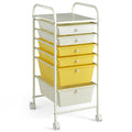Costway 6 Drawers Rolling Storage Cart Organizer-Yellow