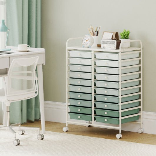 20 Drawers Rolling Storage Cart Studio Organizer-Gardient Green