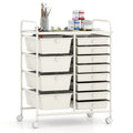 12-Drawer Utility Rolling Cart with Drawers Multi-Use Storage-White