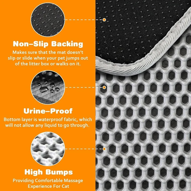 Waterproof Double - Layer Cat Litter Mat – Non - Slip EVA Litter Trapping Pad (Multiple Sizes) - PhishStones Products