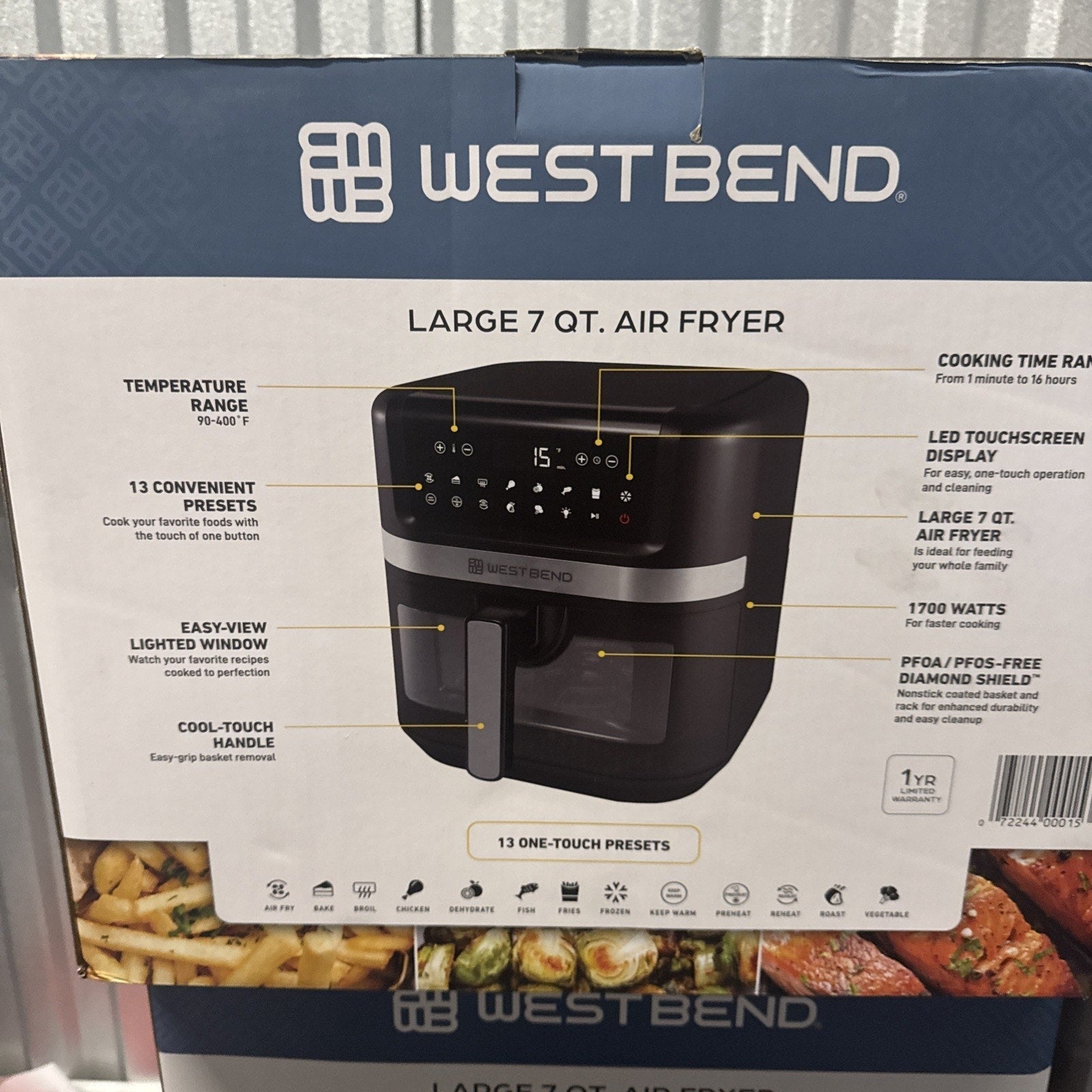 West Bend 7QT Air Fryer With Dishwasher - Safe Basket and 13 One - Touch Presets - PhishStones Products